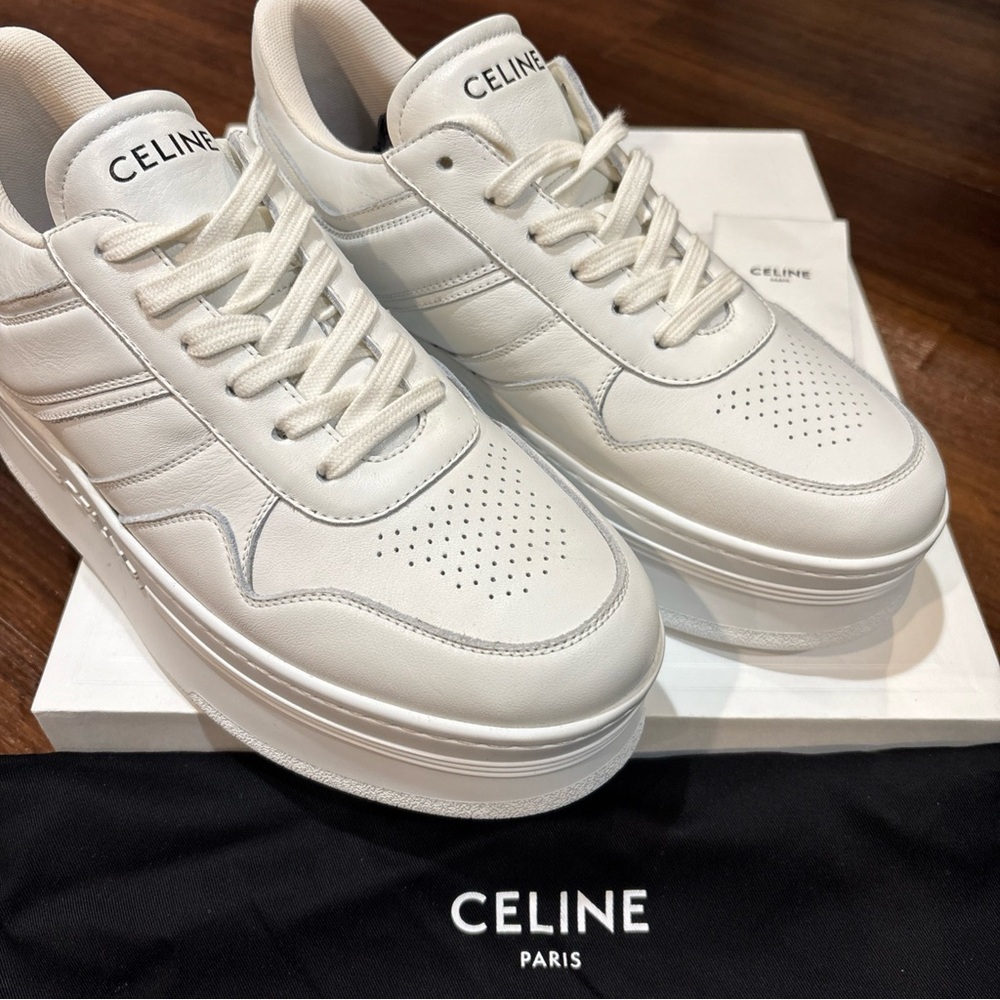Celine Wedge White Sneakers size 40 Authentic NEW IN BOX
